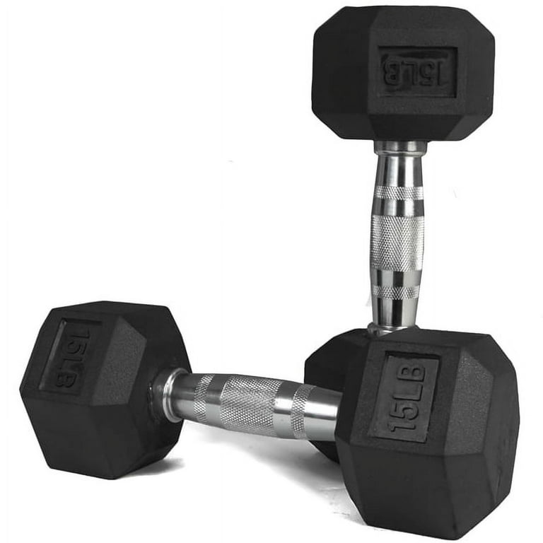 Titan Fitness 15 LB Pair Free Weights Black Rubber Coated Hex