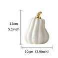 thumbnail image 4 of White Ceramic Pumpkin Ornament for Desktop Home Halloween Decoration - Fall Thanksgiving Table Centerpiece - White, 4 of 6