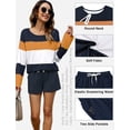 thumbnail image 2 of Purcoar Womens Outfits Set Casual 2 Piece Long Sleeve Tops & Shorts with Pocket Loungewear, 2 of 8