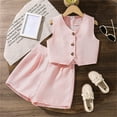thumbnail image 2 of Xijirk Girls Outfits Girls Summer Outfit Set Vest and Shorts Solid Color Two Piece Fashionable Casual Wear for Warm Weather Activities Daily Play and Stylish Outings,Pink,7-8 Years, 2 of 3