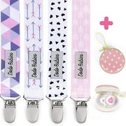 Pacifier Clip by Dodo Babies Pack of 4 + Pacifier Case for Girls or Boys, Universal Holder Leash for Pacifiers, Teething Toy or Soothie, Baby Shower Gift Set