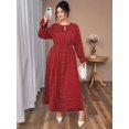 thumbnail image 4 of Women V Neck Short Sleeve Tied Elegant Casual Daily Dress Red XL, 4 of 9