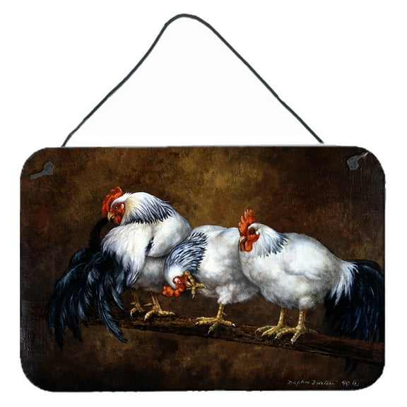 Carolines Treasures BDBA0081DS812 Roosting Rooster and Chickens Wall or Door Hanging Prints  8x12 multicolor