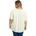 thumbnail image 3 of DARING DIVA Women's Plus Lace Panel Tie Neck Puff Sleeves Blouse 1X White, 3 of 5