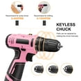 thumbnail image 6 of Pink 12V Cordless Electric Screwdriver & Drill Set - 21-Piece, 1300mAh Li-Ion, 25+1 Torque, Variable Speed, LED Light, 6 of 9