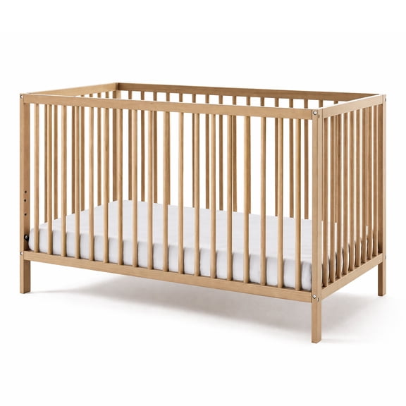 HARPPA Convertible Baby Crib, GREENGUARD Gold Certified, Solid Wood Baby Bed with 3 Mattress Heights, Natural