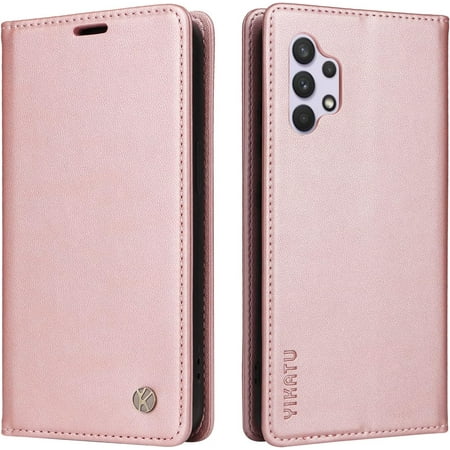 Case for Samsung Galaxy A32 4G PU Leather Wallet Case Cover,Samsung Galaxy A32 4G Flip Folio Case with Card Holders,Magnetic Phone Case Compatible with Samsung Galaxy A32 4G,Rose Gold