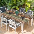 thumbnail image 2 of Texas Star Vintage Table Cloths for 5 Foot Rectangle Tables, Berry Sage Green Brown Wooden Patio Waterproof Elastic Fitted Tablecloths, Washable Rectangular Table Cover for Camping, 2 of 8