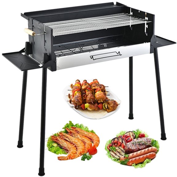 Riguas Charcoal BBQ Grill Portable Folding Grill Stainless Steel Camping Barbecue Stove for Outdoor Cooking Kitchen and Patio Backyard Barbecue