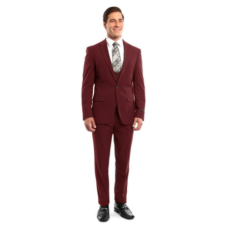 Mens Suit Three Piece Ultra Slim Peak Lapel Solid