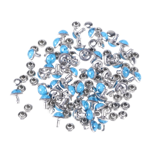 100 piezas 8 mm remaches turquesas clavos manchas postes hechos a mano decoración de bricolaje accesorios ropa pulsera joyas zapatos bolsa - No.16 (azul)