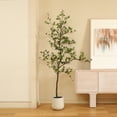 thumbnail image 6 of 7ft Artificial Black Olive Tree with 10.5 inch White Planter, Tall Fake Shady Lady Tree for Indoor Home Decor, Big Faux Plant Faux Olive Silk Tree for Home Decor and Gift, 6 of 8