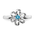thumbnail image 4 of 925 Sterling Silver Blue Topaz Flower Stackable Ring Leaf Birthstone December Gemstone, 4 of 8
