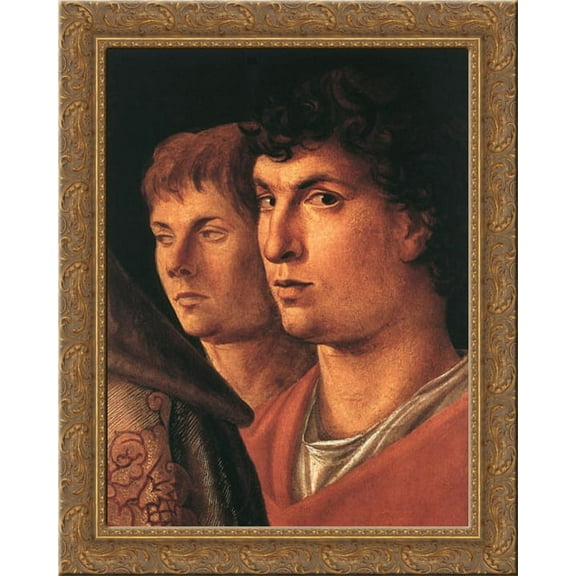 Presentation at the Temple [detail] 20x24 Gold Ornate Wood Framed Canvas Art by Bellini, Giovanni