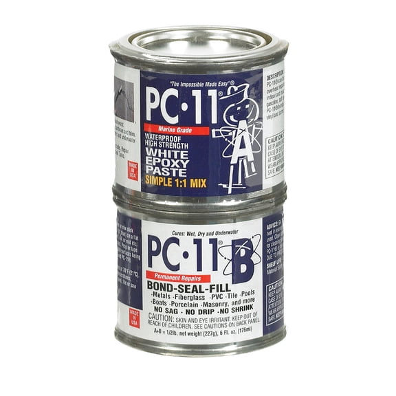 PC-Products PC-11 Epoxy Adhesive Paste, Two-Part Marine Grade, 1/2lb in Two Cans, Off White 80115
