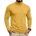 thumbnail image 2 of Sevevn Men’s Turtleneck Long Sleeve Shirt Casual Slim Fit Pullover Lightweight Stretch Mock Neck Thermal Top Basic Undershirt for Business Daily Wear Outfit Yellow XL, 2 of 9