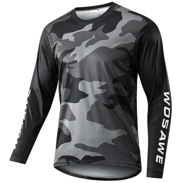 Maillot ciclismo Camiseta de ciclismo de descenso para hombre, camiseta de carreras de manga larga, Wosawe Maillot ciclismo