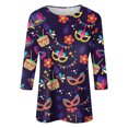 thumbnail image 1 of Outfmvch Chemises Mardi Gras pour Femmes, Manches 3/4 Hauts pour Femmes, Tenue Mardi Gras pour Femmes, Blouses pour Femmes, Hauts d'Entraînement pour Femmes, Haut Imprimé Carnaval à Col Rond Mode Chandail en Molleton Bleu 6TG, 1 of 4
