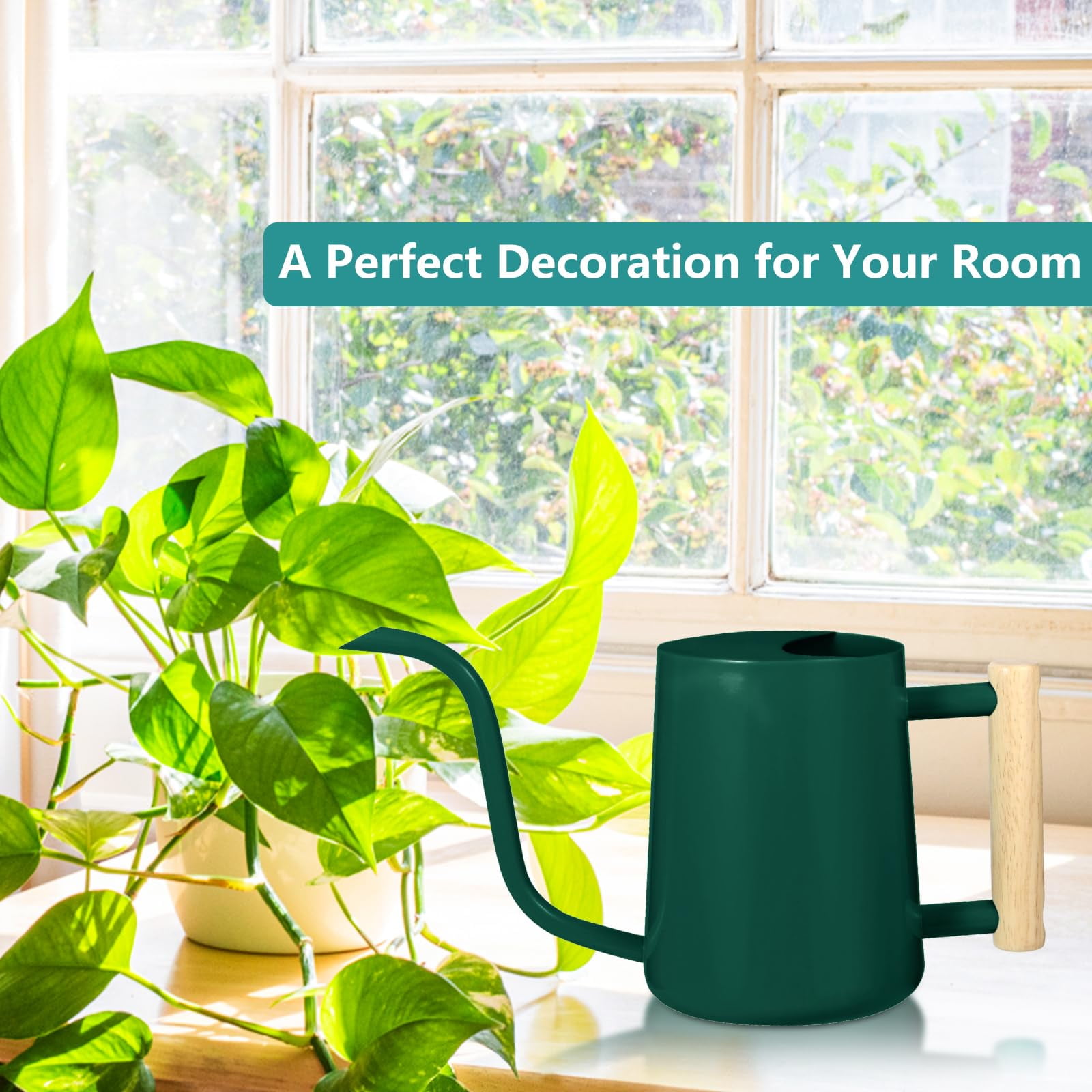 Watering Can Indoor Plants, 35oz Small Stainless Steel Metal Watering Can Modern Decorative Watering Pot