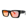 thumbnail image 2 of Iconic Retro Square Narrow Rectangle Plastic Womens Sunglasses Matte Black Red Mirror, 2 of 4