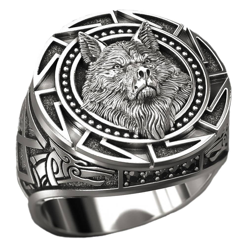 Father'S Day Gift Silver Mens Ring Wolf Hand Pattern Punk Men Ring ...