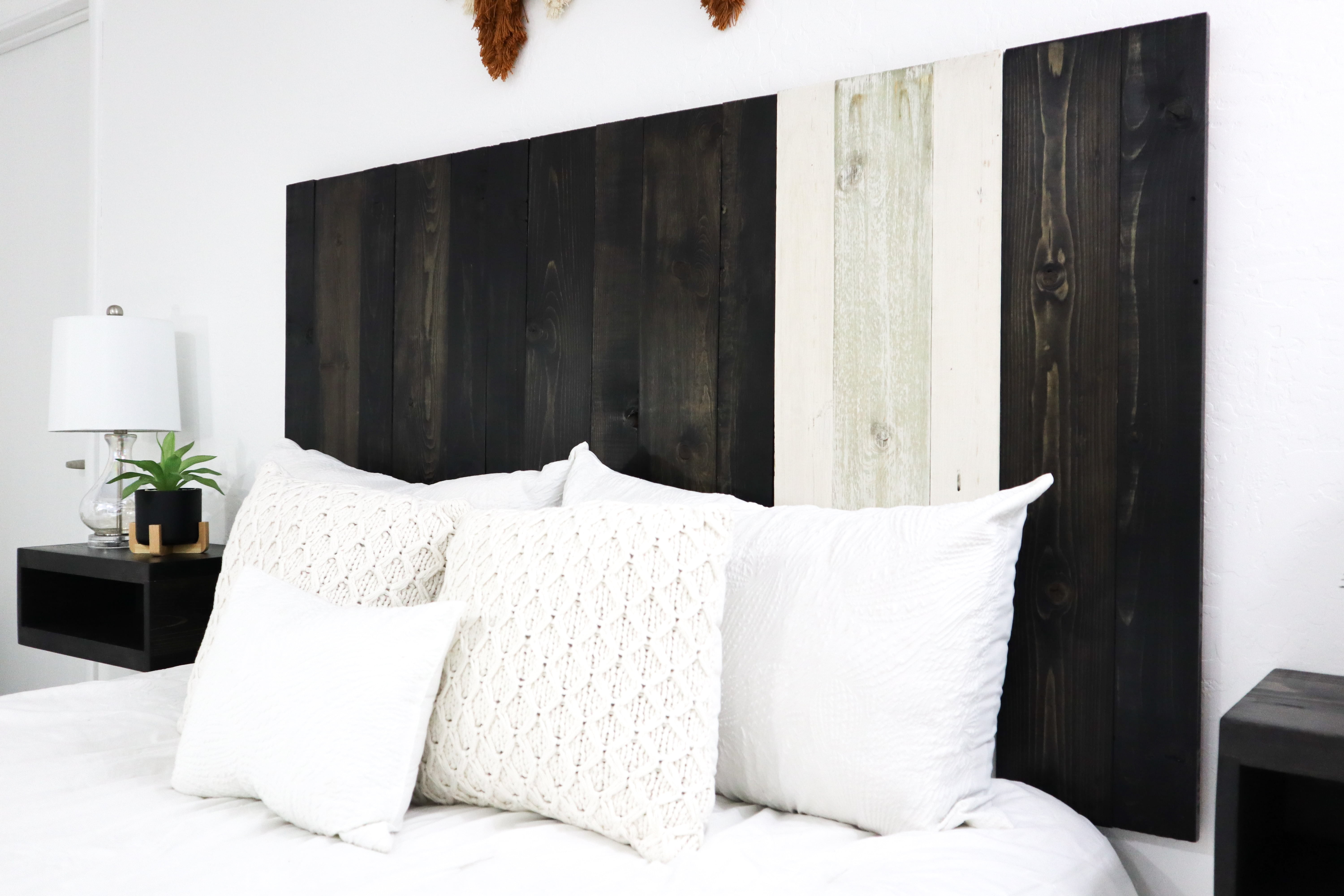 Barn Walls Noir Mix Signature Design, Multicolored Solid Wood Headboard, Floating Panels, Wall Mount, Adjustable Height, Easy Assembly, King Size