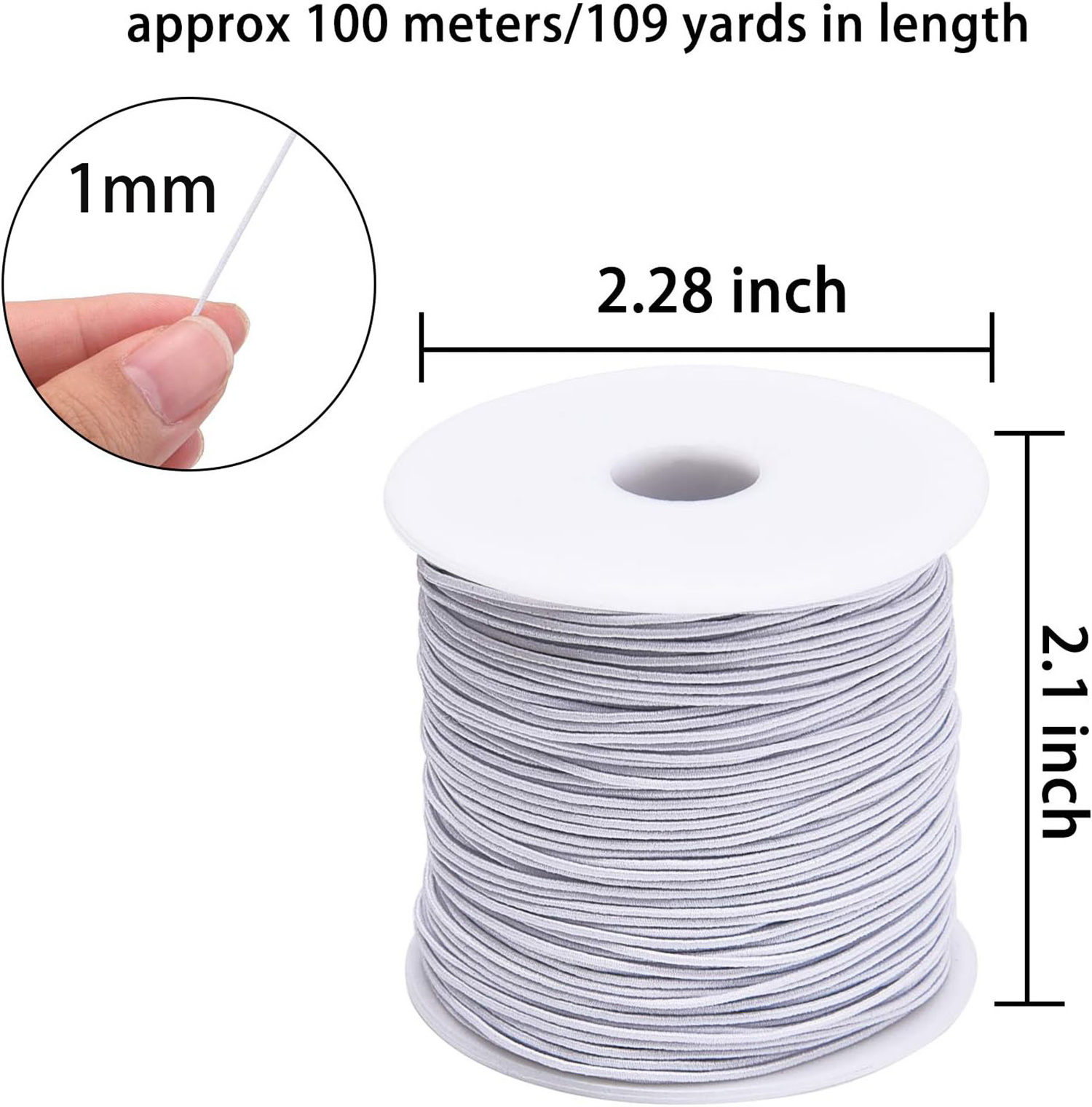 3 Colors Sturdy Stretchy String Cord,Bexikou 3 Rolls 1 mm 100m Sturdy Elastic String for Bracelets,Stretchy String Elastic Cord for Jewelry Making Necklace Beading Craft DIY (Black&Wihte&Red)