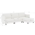 thumbnail image 2 of SEENYOO 107.8" Lounge Sofa, Sectional Sofas for Living Room, L-Shaped 3-Seater Sofa with Movable Ottoman & Armrest Pockets, Modern Fabric Couch, Beige, 2 of 10