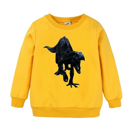 

MIASHUI Kids Sweatshirts Tops Little Boys Girls Kids Unisex Cartoon Animals Dinosaur Printed Sweatshirt Pullover Hoodie Yellow 3-4 Years