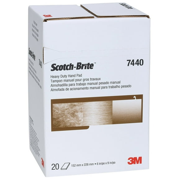 3M Scotch-Brite Heavy Duty Hand Pad 7440, 6 in x 9 in, Pack of 20, Aluminum Oxide, Hand Sanding Pad