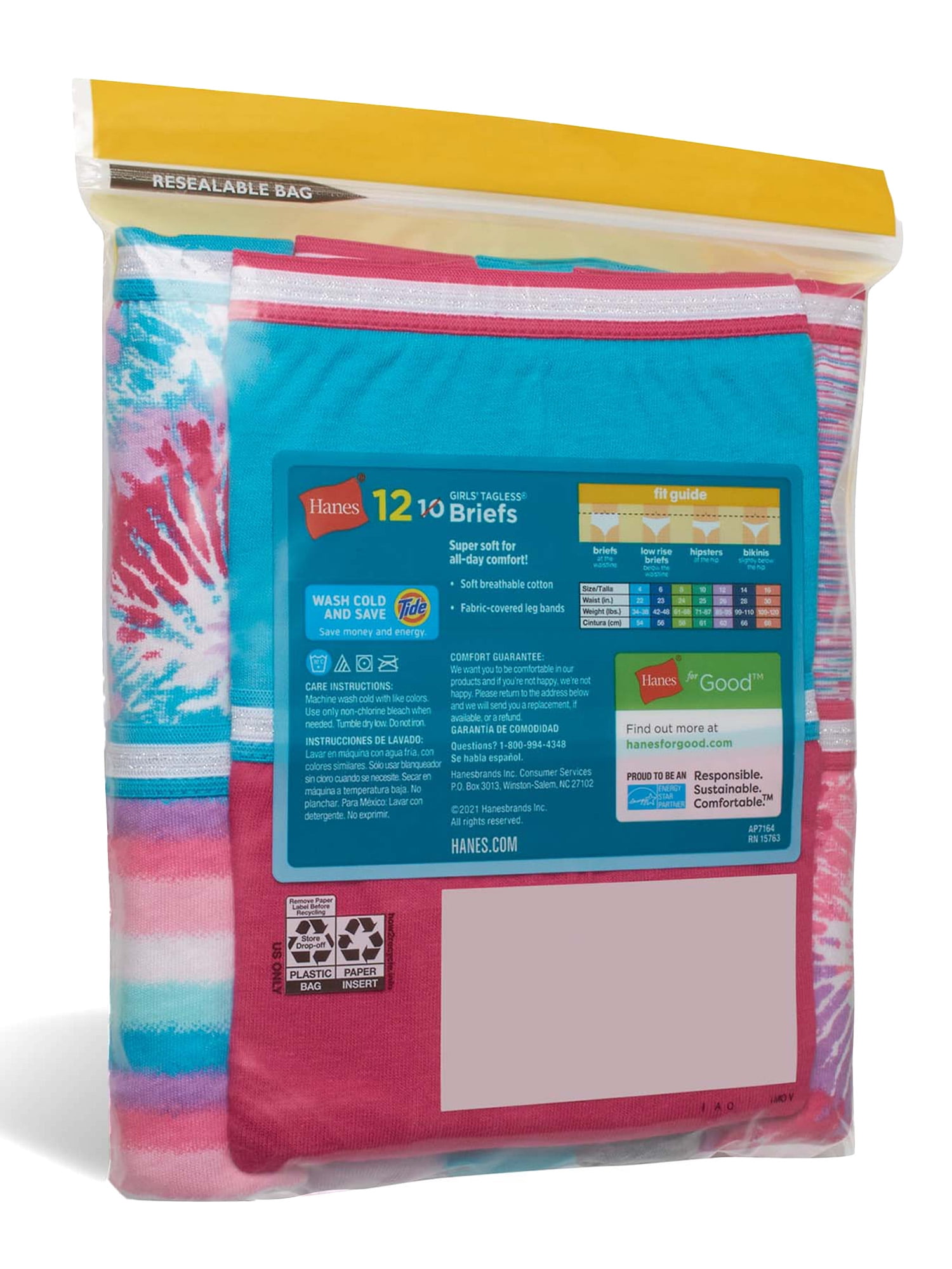 Hanes Girls Sporty Brief Underwear 10+2 Bonus Pack