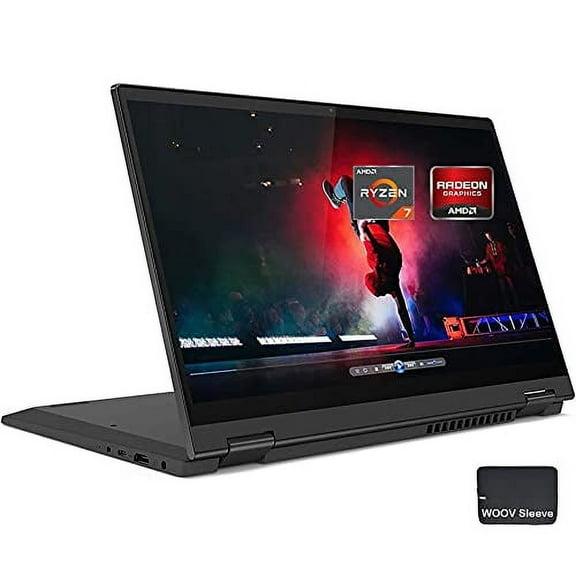 Lenovo New Flex 5 14" 2-in-1 Touchscreen Laptop, 8-Core AMD Ryzen 7 4700U (Beat i7-8550U), FHD IPS, Backlit, Fingerprint, Bundled with Woov Sleeve, Win 10, Black (8GB|512GB SSD)