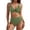 23#Army Green, variant on Women High Waisted Bikini Sets V Neck Cross Twist Front Two Piece Swimsuit Tummy Control Bathing Suit Army Green S