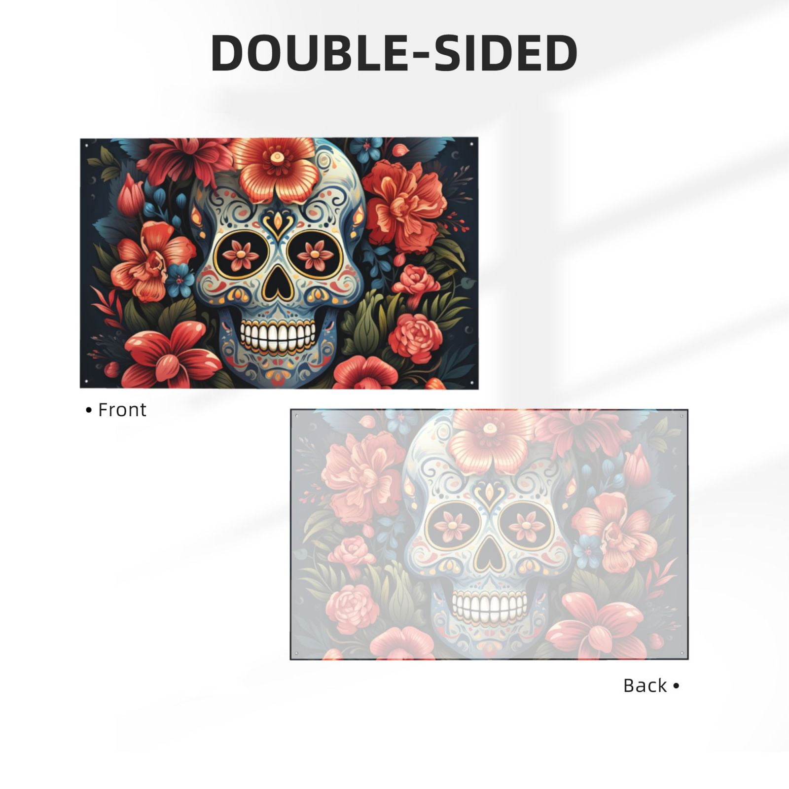 Skulls Gothic Skull Day Of The Dead Four Hole Decorated Banner Flag for Garden Yard Home Decoration Indoor Outdoor 4x6 Ft