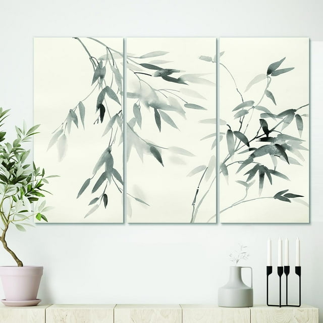Designart - Bamboo Leaves II - Farmhouse Premium Canvas Wall Art