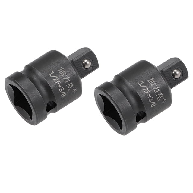 2 Pcs 1/2" Drive (F) x 3/8" (M) Reductor de enchufe de impacto para llaves de trinquete, hembra a macho, Cr-Mo