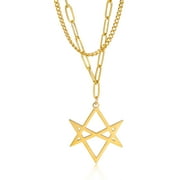 TEAMER Thelema Unicursal Hexagram Symbol Double Layer Necklace Vintage Religious Style Adjustable Length