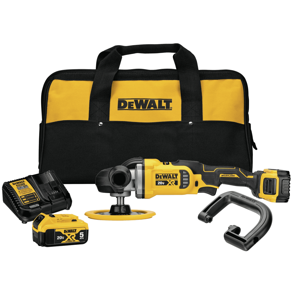 Dewalt-DCM849P2 20V MAX* XR 7 in (180mm) Cordless Variable Speed Rotary Polisher Kit