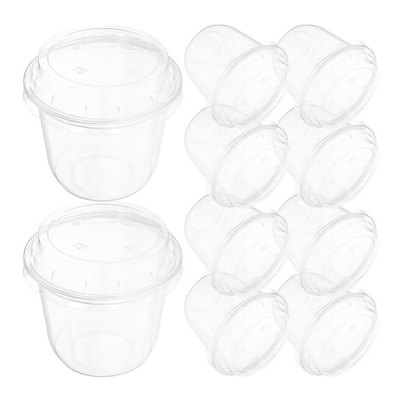 GOOHOCHY 10PCS Clear Plastic Dessert Cups with Lids for Pudding Snacks and Events Transparent 5oz