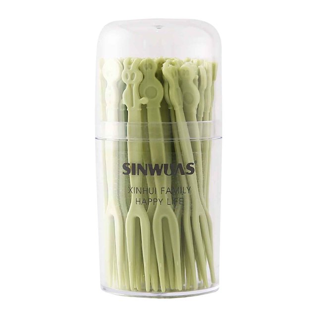 Caja de tenedor de fruta desechable de animales de dibujos animados con 50 tenedores de postre de plástico tenedores de fruta tenedores de pastel de dos dientes de Color Wmkox8yii hjk5813