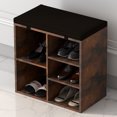 thumbnail image 5 of Shoe Storage Bench, 5 Cubbies Shoe Bench with Cushion, 20 Inch Entryway Shoe Organizer, Cubby Shoe Rack with Adjustable Shelves for Entryway Hallway Bedroom Apartment, Rustic Brown, 5 of 7