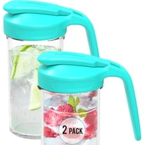 Masontops Multi Pour Top Mason Jar Lid with Handle - Teal Wide Mouth Mason Jar Spout Lid  - Ball Mason Jar Pitcher Lid with Handle and Flip Cap – 2 Pack