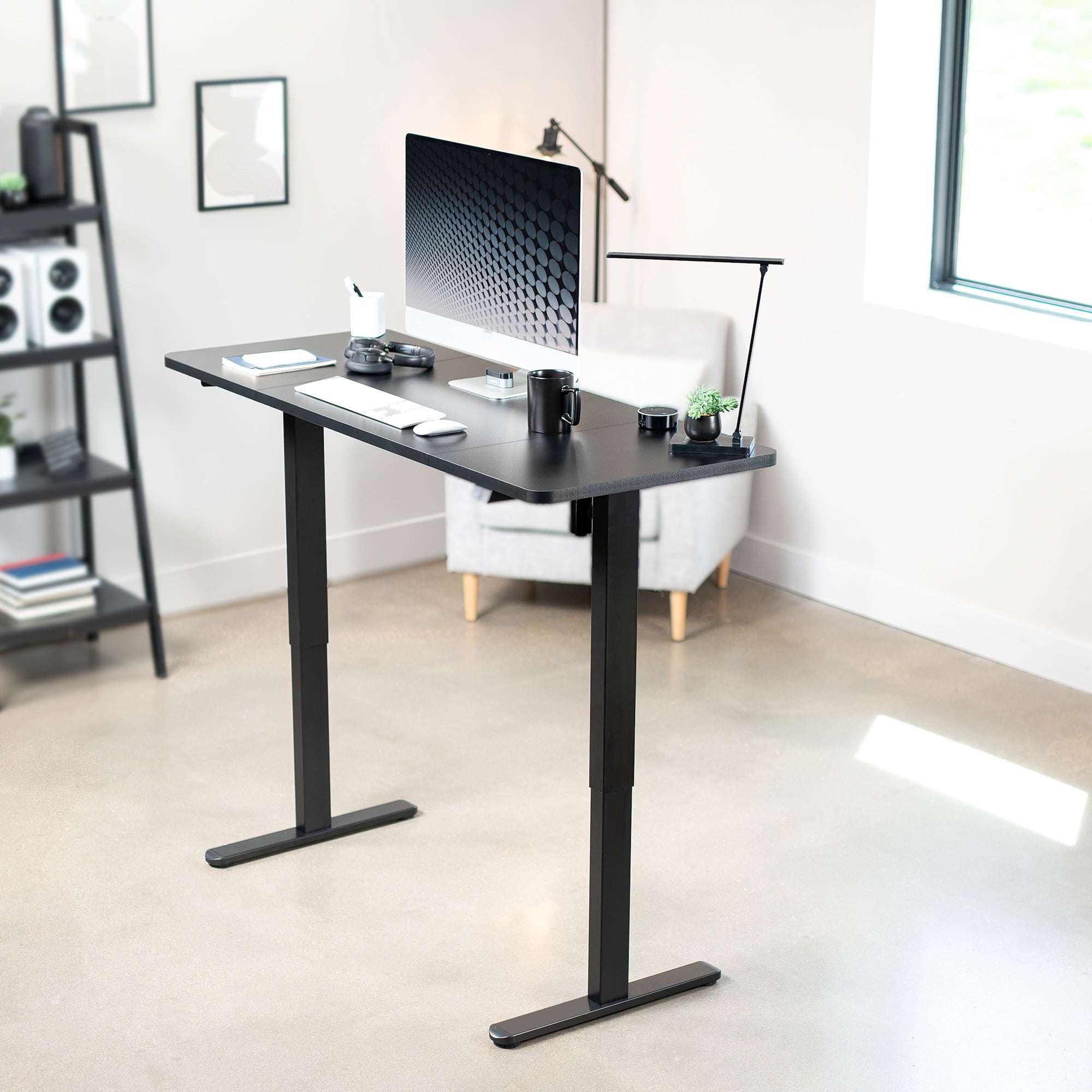 VIVO Electric 60” x 24” Stand Up Desk Workstation | Black Table Top, Black Frame