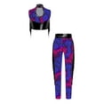 thumbnail image 4 of Haitryli Kids Girls 2-Piece Figure Skating Outfits Tassel Crop Top with Leggings for Gymnastic Performance Black 8, 4 of 7