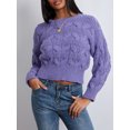 thumbnail image 2 of xiaxaixu Pull Rétro en Tricot Torsadé pour Femmes Couleur Unie Manches Longues Pulls Col Rond Automne Hiver Mode Urbaine, 2 of 9