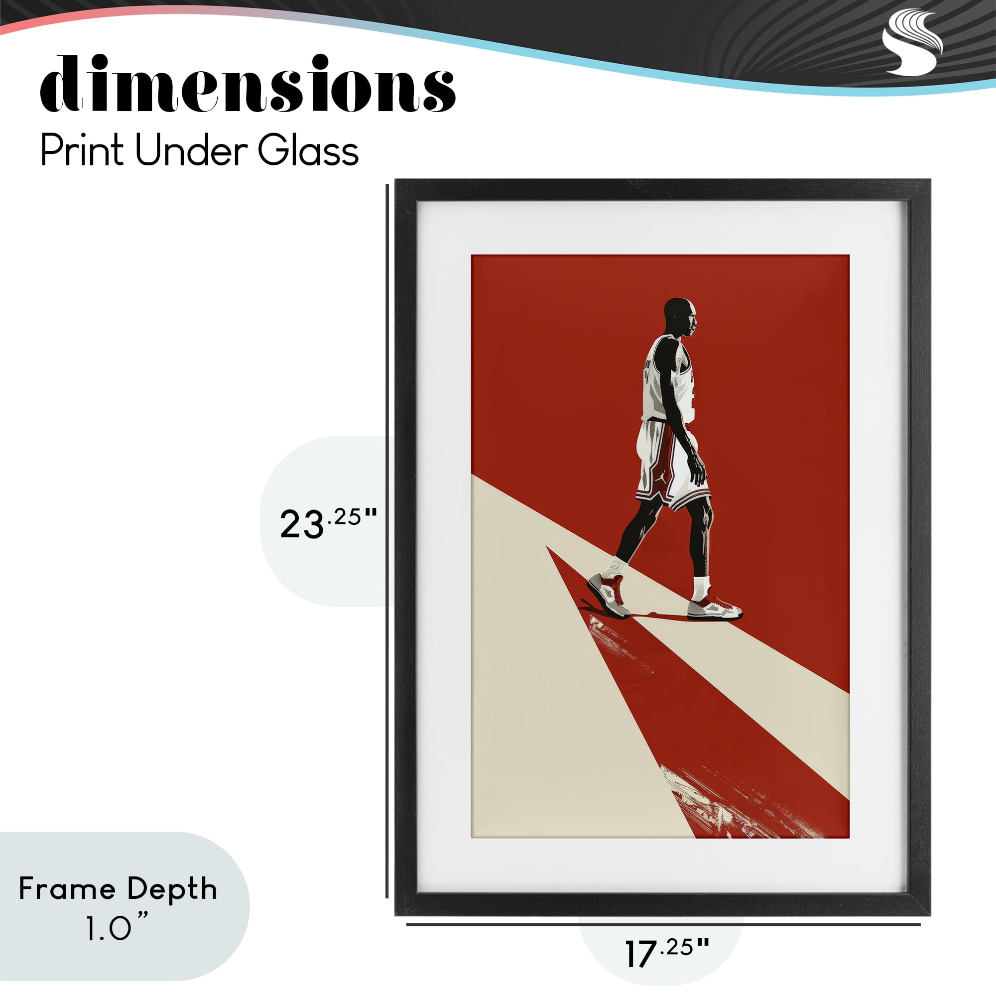 Stupell Industries Retro Basketball Legend Black Framed Print Under Glass, design by Ray Powers