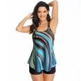 thumbnail image 2 of Cathalem Womens Swimsuits Supportive Swimsuits for Women Women Plus Size Vintage Print Strappy Back Tankini Set Two plus Sized Women's Swimsuits Light Blue 4X-Large, 2 of 5