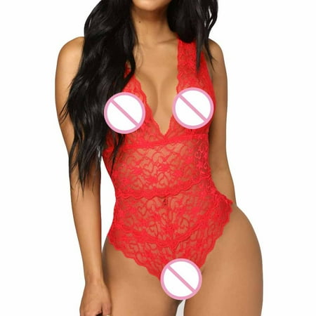 

ZMHEGW Women Bodysuits Outfits Nightwear Piece One Lace Sleepwear Pajamas Plus Size Lingerie
