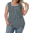 thumbnail image 2 of NISVIYA Shirts for Women Casual Sleeveless Tops Pleated Square Neck Comfy Chic Tank Blue Leopard Printed XL, 2 of 7