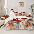 thumbnail image 4 of Homewish Watercolor Red Flower Queen Comforter Set, Marbling Abstract Ombre Bedding Sets, Modern Fashion Reversible Bedding Comforter Set, Breathable Home Decor, 3 Pieces, 4 of 8